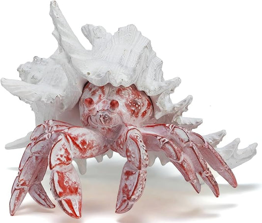 VVGIFTS Beach Coastal Decor Red Hermit Crab with Shell Figurines Decor Home Office Desk Sculpture Statue for Tabletop Shelf Bathroom Decoration Ornament Gift (Red)