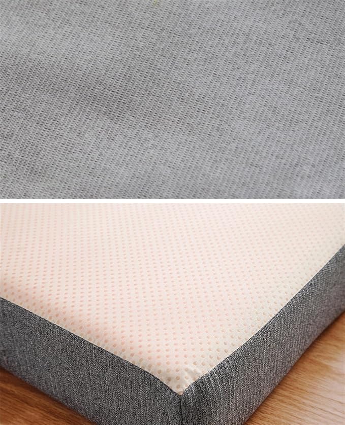 Reyox Thicken Cotton Linen Chair Cushion, Non Slip Seat Cushion for Recliners, Armchairs 2" Thick Round Light Blue 16" x 16"