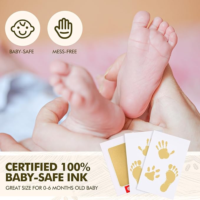 Jetec 8 Set Inkless Baby Footprint and Handprint Kit, Clean Touch Ink Pad for Baby Hand and Footprints, Dog Paw Print Kit with Ink Pads and Imprint Cards for Newborns Babies Pets Gifts (Colorful)