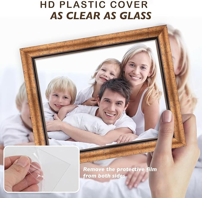 XUANLUO 1 pcs 11x14 Picture Frame with Gold Color,Rustic Retro Photo Frame with HD Plastic Cover for Wall Mount,Display Family Friends Wedding Gift
