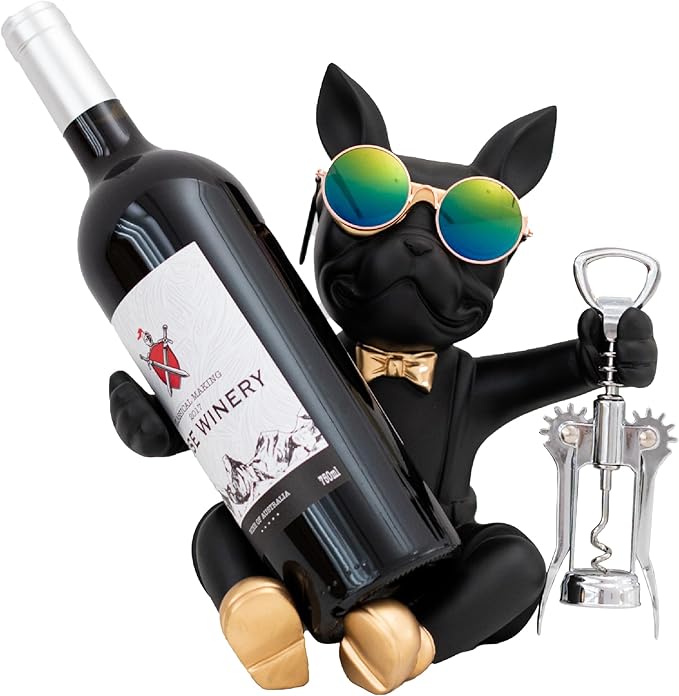 Juju Bulldog Wine Bottle Holder - Wine Holder Countertop - Unique Home Decor Bottle Organizer - Bulldog Decor