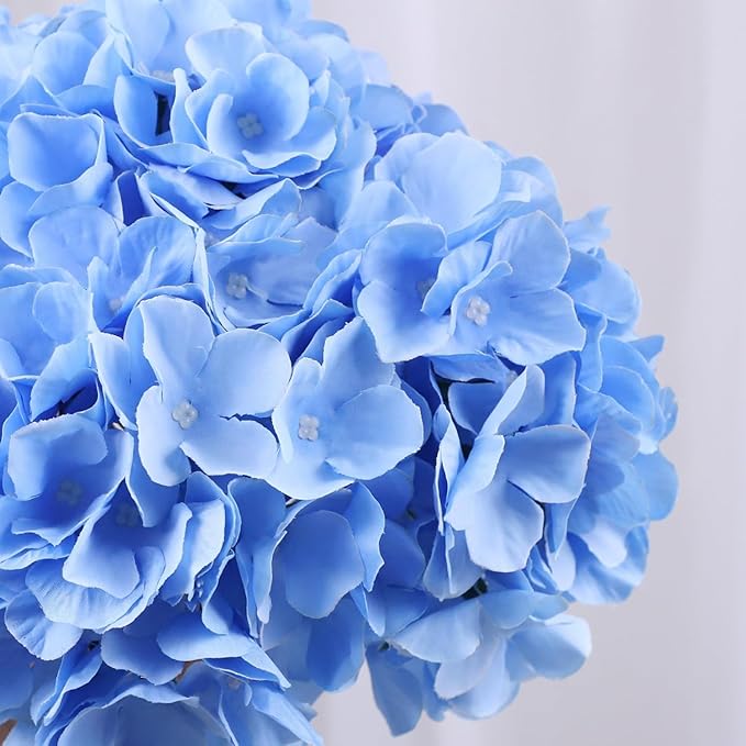 AVIVIHO 105pcs Blue Fake Flowers Hydrangea Artificial Flowers Bulk (Not Squished, No Steaming Need) Silk Flowers with Stems for Wedding Decor,Home,Baby Shower,Table Centerpieces Decoration