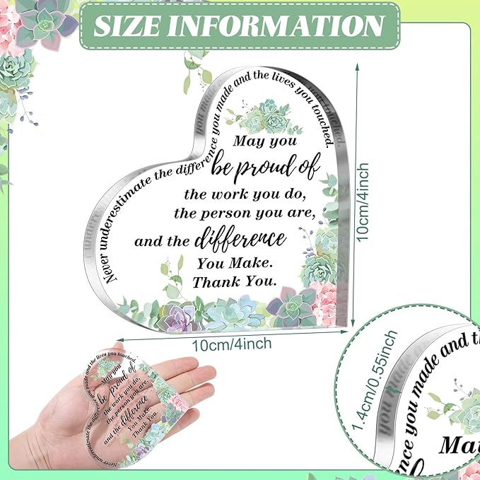 Yinder Thank You Gifts for Women Appreciation Gifts for Coworker Employee Nurse Teacher Leader Boss Inspirational Quotes Acrylic Desk Decor for Home Office Farewell Retirement