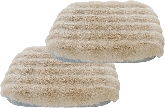 Lifup 2 Pack Square Chair Pads Memory Foam Seat Cushion Soft Cozy Plush Non Slip Thick Pad with Ties and Removable Cover for Dining Room, Office Khaki 16 x 16 Inch
