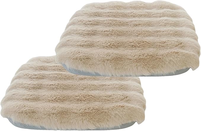 Lifup 2 Pack Square Chair Pads Memory Foam Seat Cushion Soft Cozy Plush Non Slip Thick Pad with Ties and Removable Cover for Dining Room, Office Khaki 14 x 14 Inch