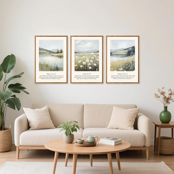 TOARTi Large Framed Christian Scripture Wildflowers Canvas Wall Art,Modern Natural Landscape Bible Verse Wall Decor, Inspirational Religious Art Prints for Living Room Bedroom Office-16”x24”x3