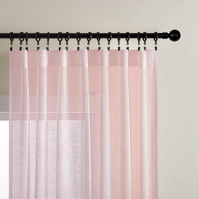 Joydeco Sheer Curtains 84 Inches Long, Beige Curtains for Living Room 2 Panels Set, Window Curtains Privacy Assured with Light Filtering(W52 x L84 Inch,Tapioca)
