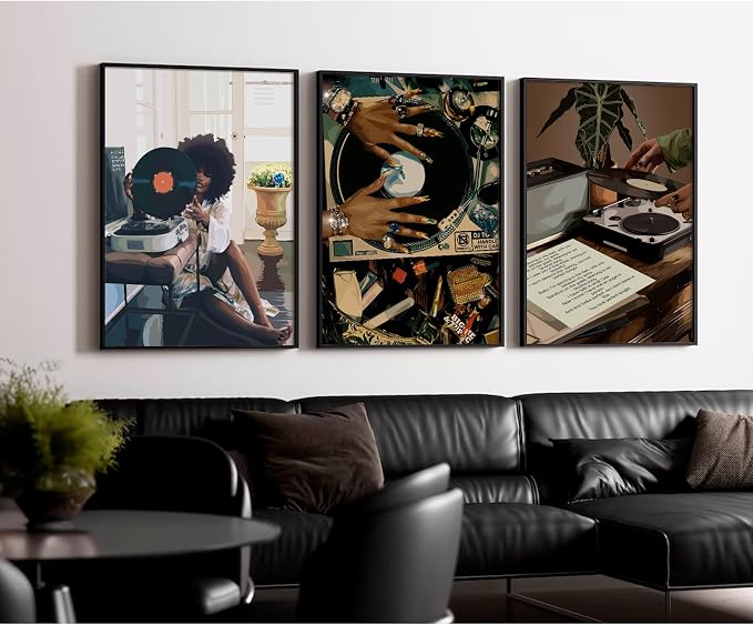 Black Woman Wall Art African American Women Canvas Wall Decor Black Girl Poster Fashion Female Wall Art Feminine Abstract Pictures Boho Prints for Bedroom Bathroom 12x16 Inch Unframed Set of 3