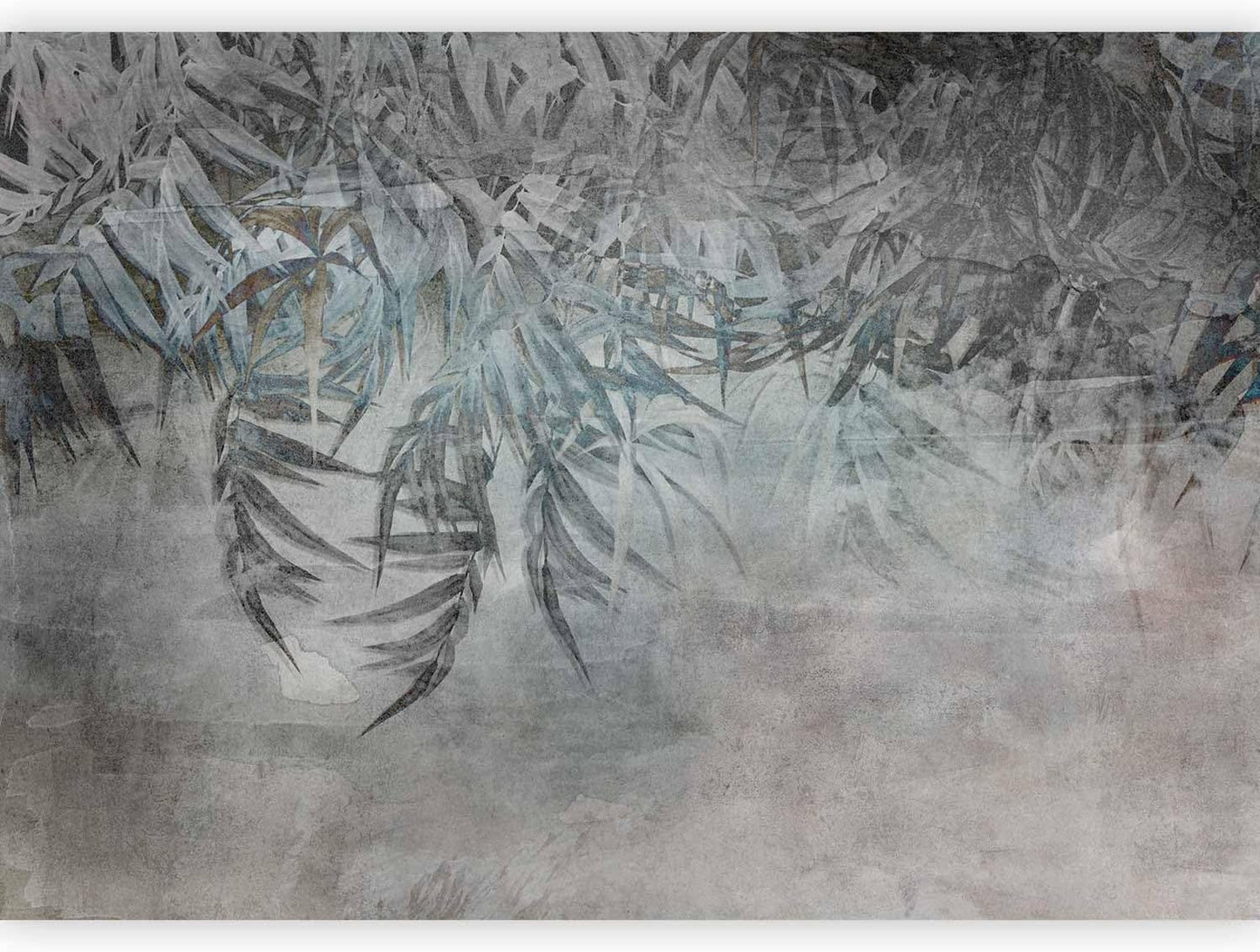 artgeist Premium Wall Mural Leaves 98x69 in - XXL Non-Woven Wallpaper Fleece Wall Decor Photo Print Picture Image Design Palm Leaves Concrete Nature Grey b-C-10103-a-a