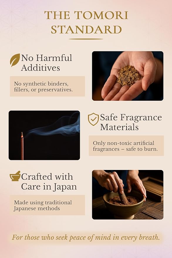 Golden Osmanthus Luxury Japanese Incense Sticks 60sticks Vanilla Musk Coreless Low Smoke Natural Charcoal Free Non Toxic Aromatherapy Meditation Calming Stress Relief Relaxation Yoga TOMORI