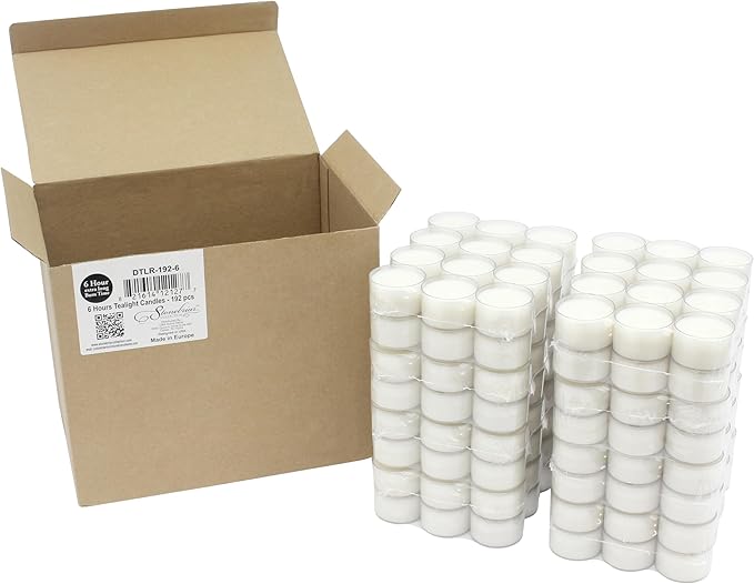 Stonebriar 192 Count White Unscented 6 to 7 Hour Extended Burn Time Clear Cup Tea Light Candles
