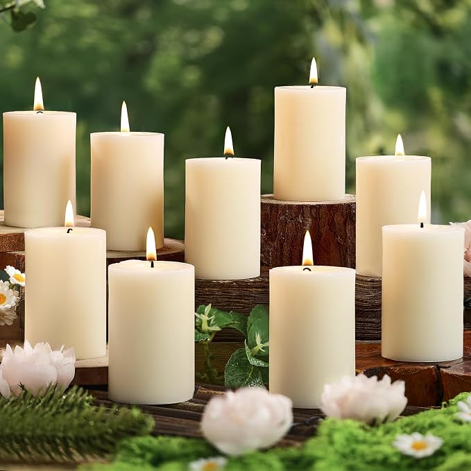 12 Pack Soy Pillar Candles-2x3 in White Unscented Pillars-324 Hour Long Clean Burning,Non-Toxic Dripless & Smokeless-Natural Soy Wax Candles for Wedding, Parties,Home Decor, Prayer and Emergency