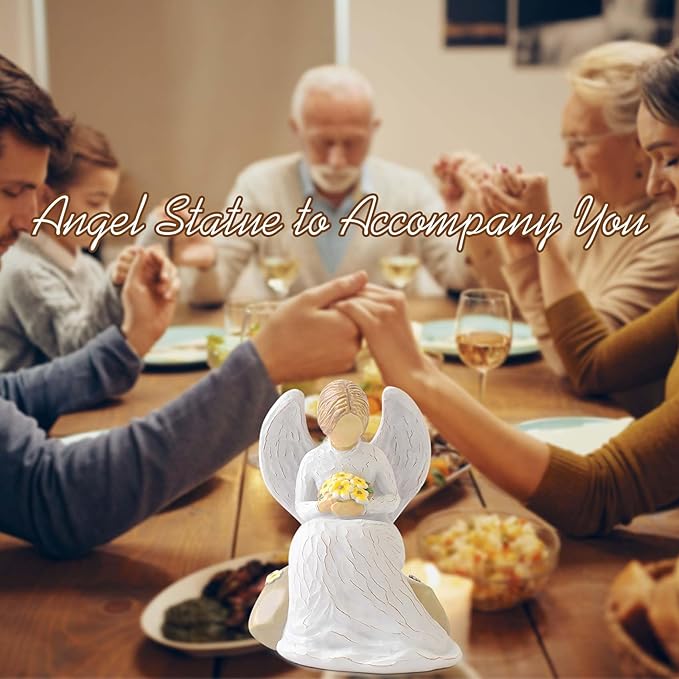 Guardian Angel Statues and Figurines, Praying Angel Figurines for Women, Resin Angeles Decorativos Hand-Painted Collectible Sculpture, Ornaments Mom Birthday Gifts