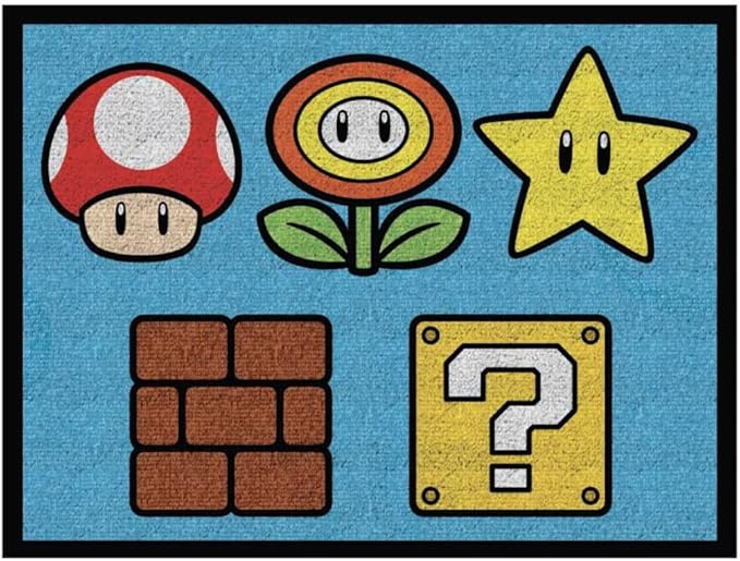 Super Mario Kids Room Non Slip Area Rug, 69 in x 52 in, (Official Licensed Product) By Franco