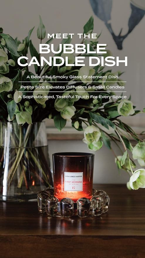 Original Bubble Candle Dish Small by Alice Lane – Amber Glass Decorative Candle Holder for Home Decor, Small Candles & Diffusers