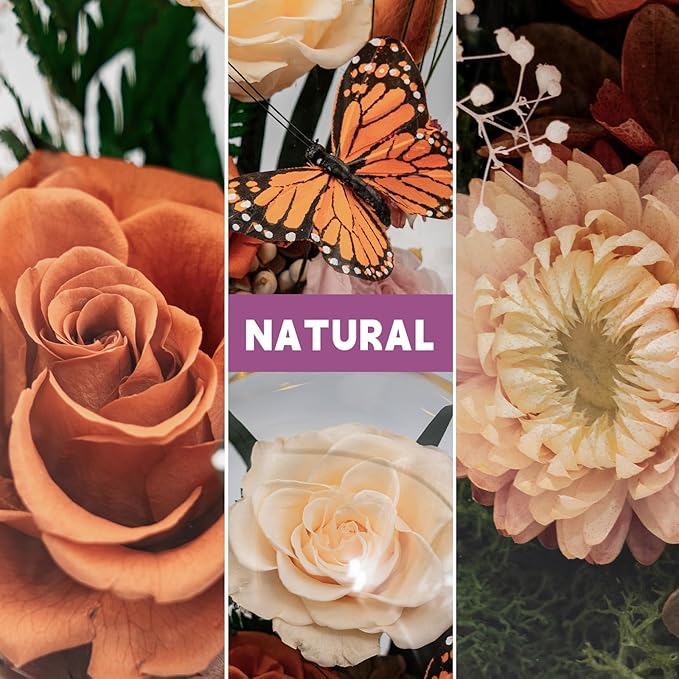 Forever Gifts for Mom: Big Flower Big Love-Mothers Day Flowers for Mom Wife Grandma-Eternal Flower with Butterfly-Flowers for Delivery Prime on Anniversary Valentines Birthday (Orange)