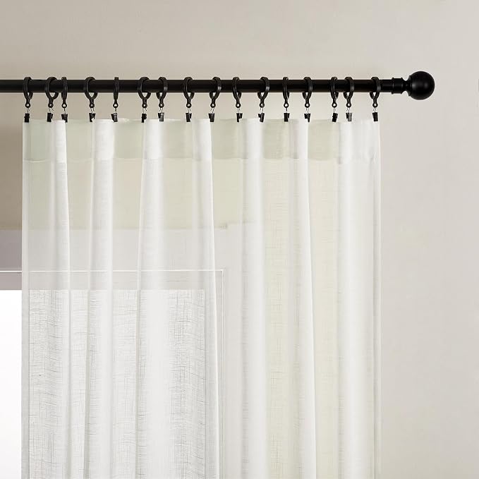 Joydeco Sheer Curtains 84 Inches Long, Cream Curtains for Living Room 2 Panels Set, Ivory Curtains Window Privacy Assured with Light Filtering(W52 x L84 Inch,Ivory)