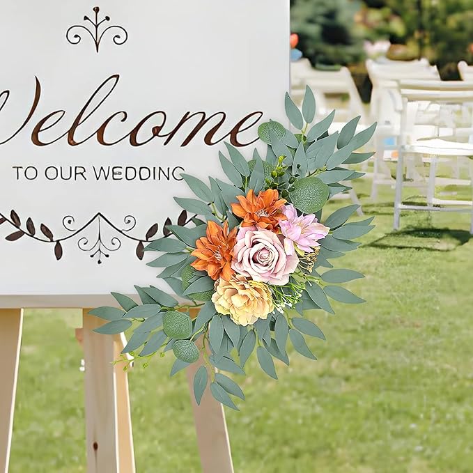 Wedding Arch Faux Flowers Set of 2, Pinkish Purple Artificial Flower for DIY Wedding Arch Decorations Welcome Signs, Reception Photo Backdrop Decor (Pinkish Purple)