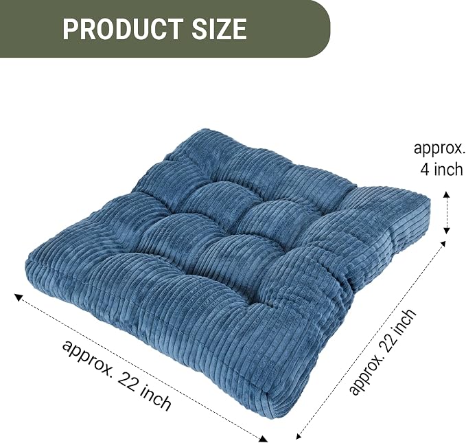 Meditation Floor Pillow Set of 2,Memory Foam Meditation Floor Cushions for Adults Sitting, Large Square Thickened Seat Cushion for Yoga, Tatami Living Room (2, Navy)