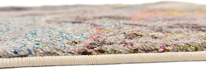 Unique Loom Chromatic Collection Modern Rustic & Vibrant Abstract Area Rug For Any Home Décor (2' 7 x 10' 0 Runner, Beige/ Blue)
