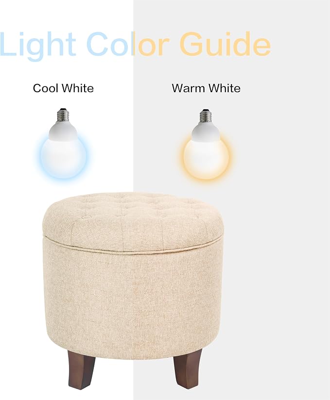 HomePop 19" Button Tufted Round Storage Ottoman - Tan Woven