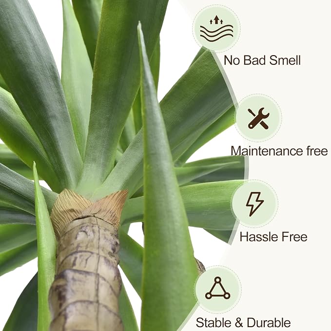 Artificial Tree 5ft Faux Agave Plant with 3 Heads in Pot Fake Tree for Home Decor Indoor or Outdoor Office Decoration,Farmhouse,Store Floor Decor Housewarming Gift(1 Pack)