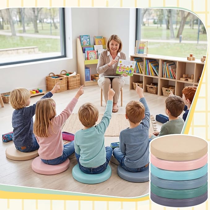 Juexica 6 Pcs Extra Thick Flexible Seating Floor Cushions Assorted Colored Pillow Floor Cushions for Classroom Soft Flexible Seating for Kids Learning Sitting Daycare School Chair (Morandi Colors)