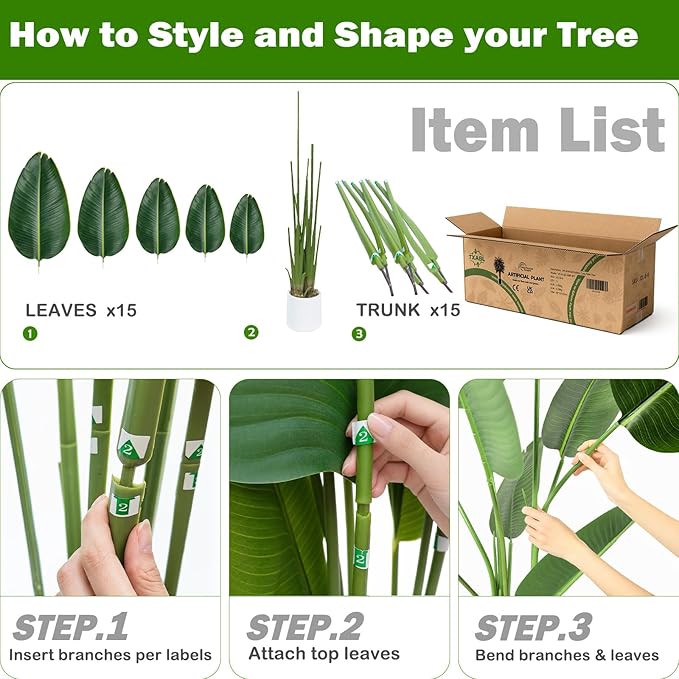 Bird of Paradise Artificial Tree 7ft Tall Faux Plant, Fake Banana Leaf Plant Indoor, Faux Palm Tree Faux Floor Plants Tropical Tree in Pot, Present for Friend Housewarming Decor