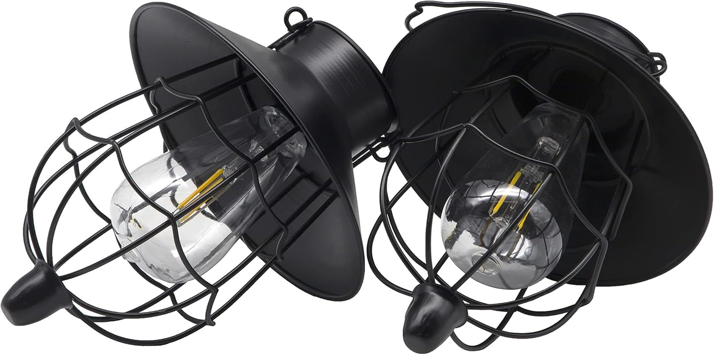 YAKii 2 Pack Solar Lantern Hanging Waterproof Outdoor Metal Solar Lamp with Warm White Light Decorate for Yard Garden Pathway Patio Porch Decor (Black)