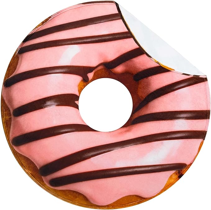 Vessia Pink and Brown Donuts Printed Throw Blanket, Realistic Funny Food Blanket for Adults and Kids, 300GSM Soft Throw for Couch, Sofa, Bed, Nice Home Decor for All Seasons, 60 inches