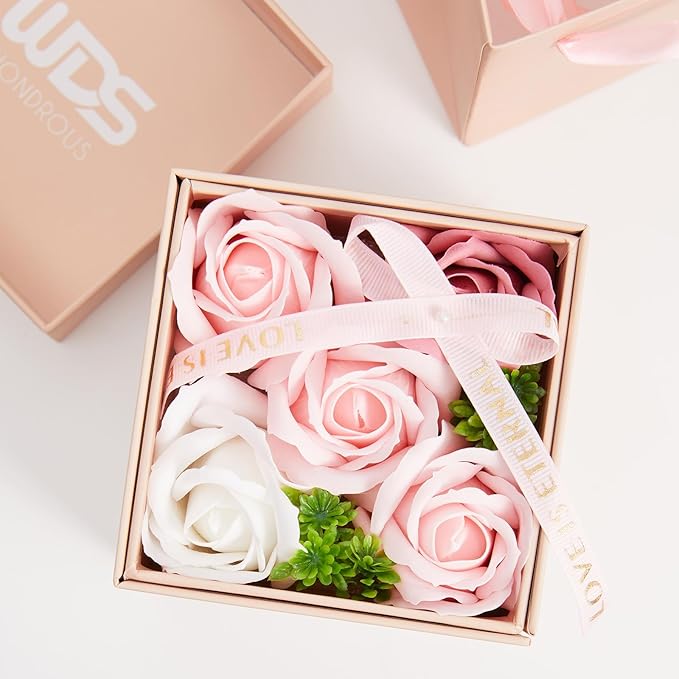 WDS WONDROUS Preserved Rose Jewelry Gift Set for Women, Forever Rose Flower with Heart Necklace & Earrings for Valentine's Day Anniversary Birthday Gift for Her
