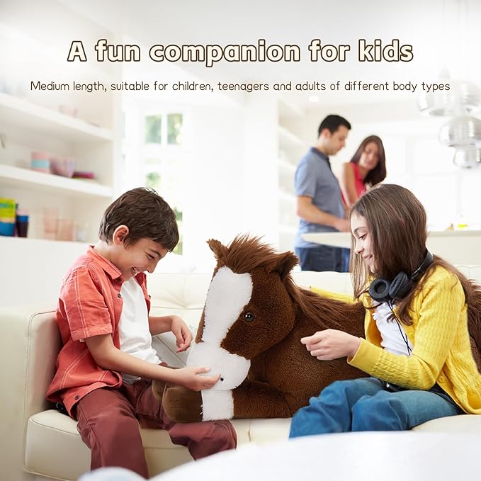 Tezituor 47 Inch Giant Realistic Horse Stuffed Animals, Hugging Soft 4ft Stuffed Horse Plush Body Pillow for Sleeping, Large Chocolate Stuffed Pony Farm Toy Birthday Party Decor for Girlfriend