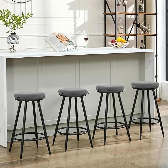 BUYUE Memory Foam Seat Cushion, Dia 13" Soft Velvet Round Stool Cushion Anti-Slip Chair Pads, S, Dark Grey