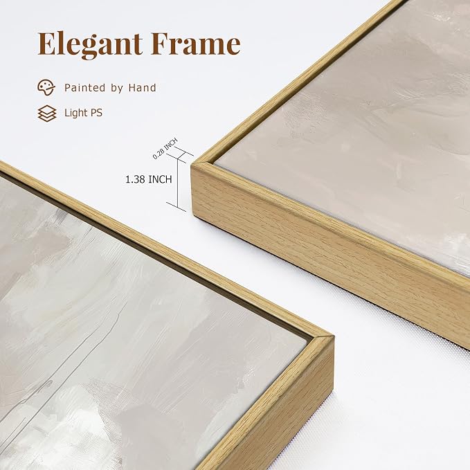 Abstract Neutral Textured Framed Canvas Wall Art Set, Minimalist Wall Decor Art Prints, Modern Gray Beige Wall Painting Artwork for Living Room,Bedroom,Dining Room,Office, 16"x24"x3