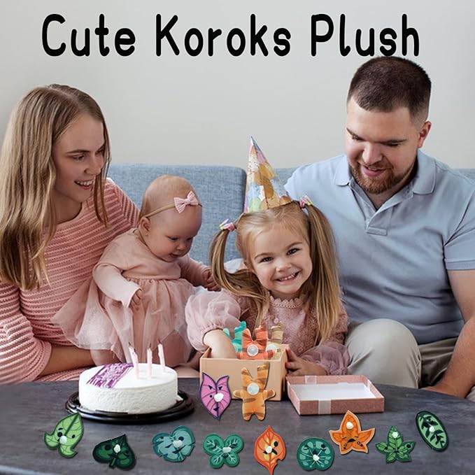 Nadou 3.9" Korok Plush,4 Pcs Koroks Toys with 10 Different Replacement Face,Yahaha Stuffed Animals Cute Game Merch Action Figures,Gifts for Game Fans Kids Adults