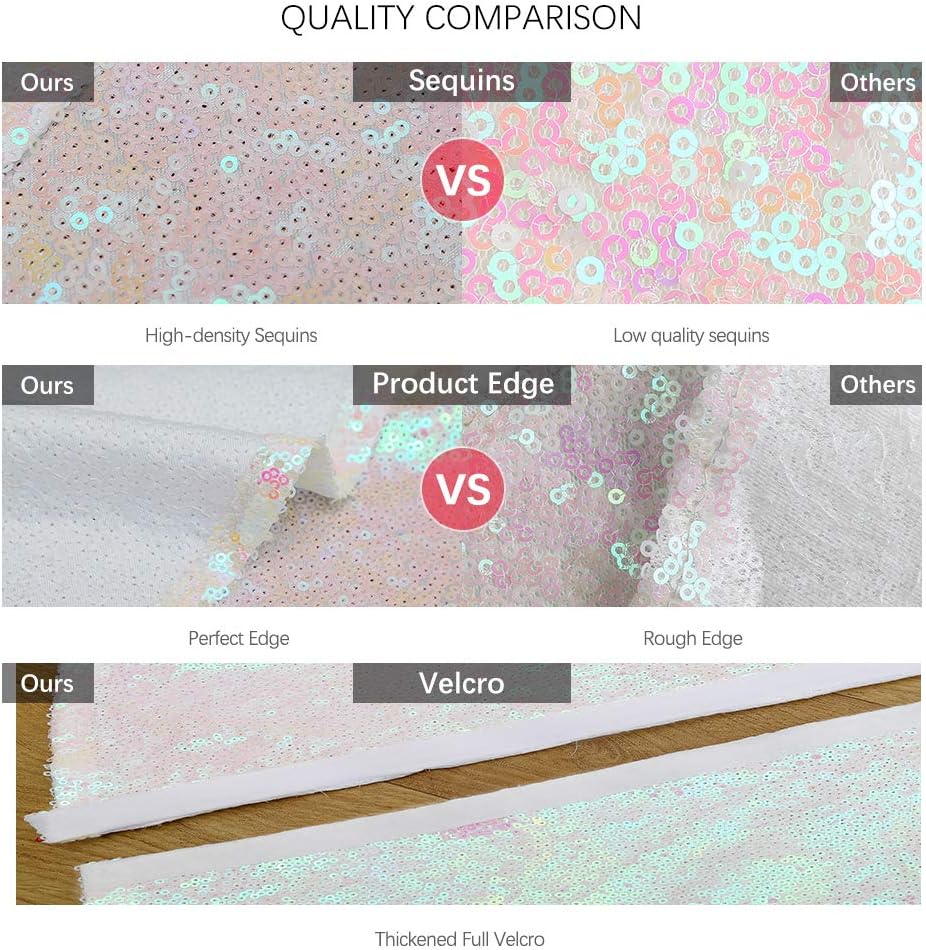 Mini Tree Skirt 24inch Iridescent White Christmas Tree Skirt Sequin Tree Skirt for Winter Holiday Party Christmas Decorations