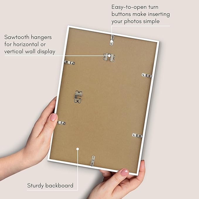 Americanflat 11x17 Picture Frame with Polished Plexiglass - Streamline Collection - Thin Border Picture Frame for Wall Display - Hanging Hardware Included - White