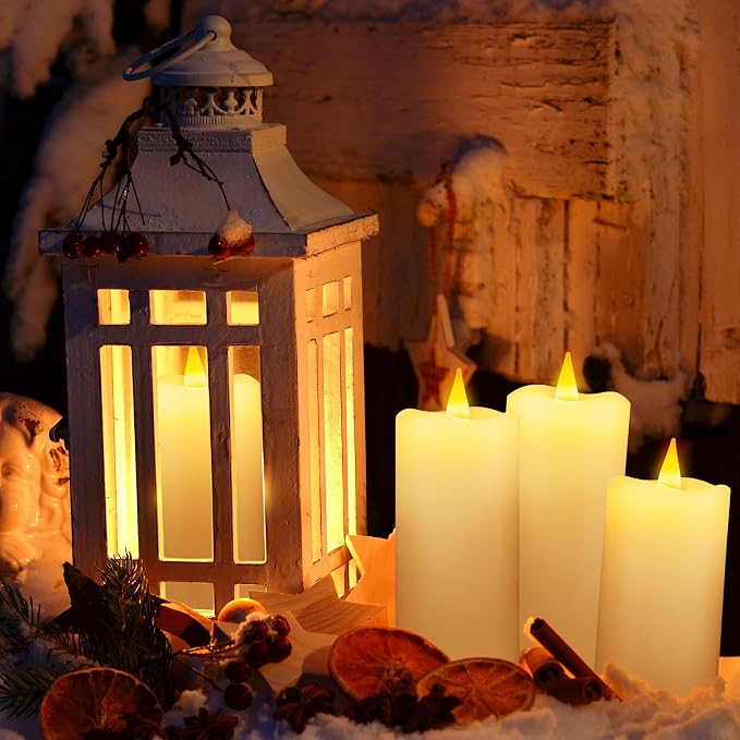 Real Wax Rechargeable LED Flameless Candles with Remote and Timer,USB Flickering White Pillar Candles-9 Pack for Home Decor Halloween Christmas Decor