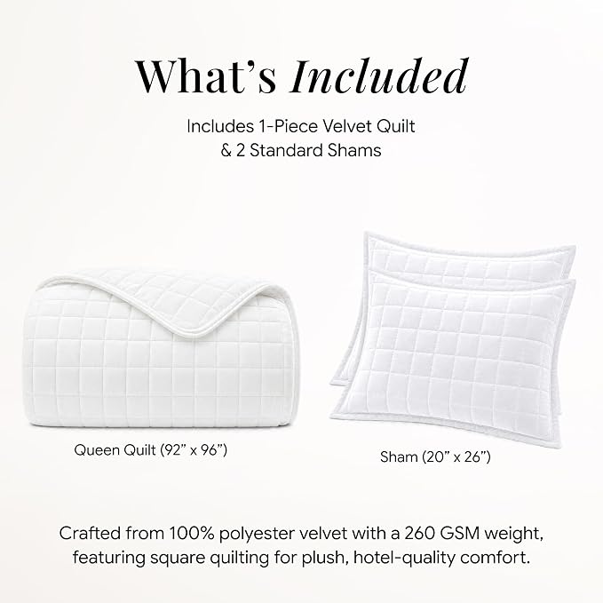 Tribeca Living Luxury Velvet Quilt Twin Size Set - 260GSM Ultra-Soft Oversized Velvet Bedspread Comforter Set with 1 Sham, in Florence Silver Grey
