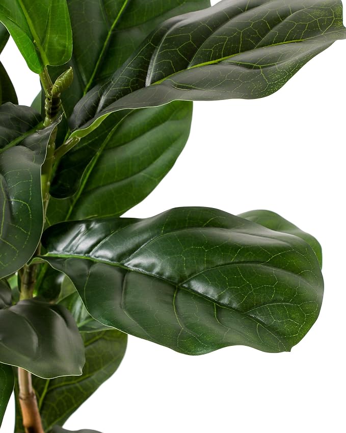FLOWORLD Fiddle Leaf Fig Tree, 6FT Faux Trees Indoor,Tall FakeTree with Decorative planters,Natural Wood Trunk & Realistic Fiddle Leaf, Artificial Plants for Home Office, Living Room, Outdoor