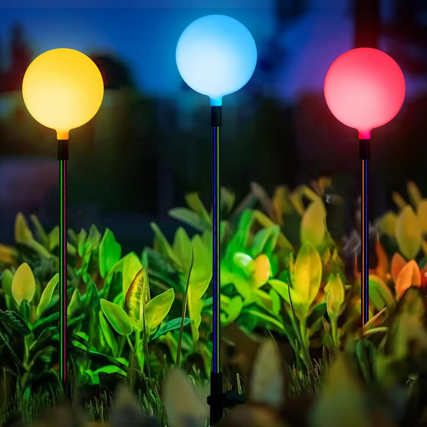 SOLPEX Solar Garden Lights 3 Pack, Solar Globe Lights Outdoor Waterproof, Multi-Color Changing Garden Spheres Outdoor Waterproof, Ball LED for Garden Decorations