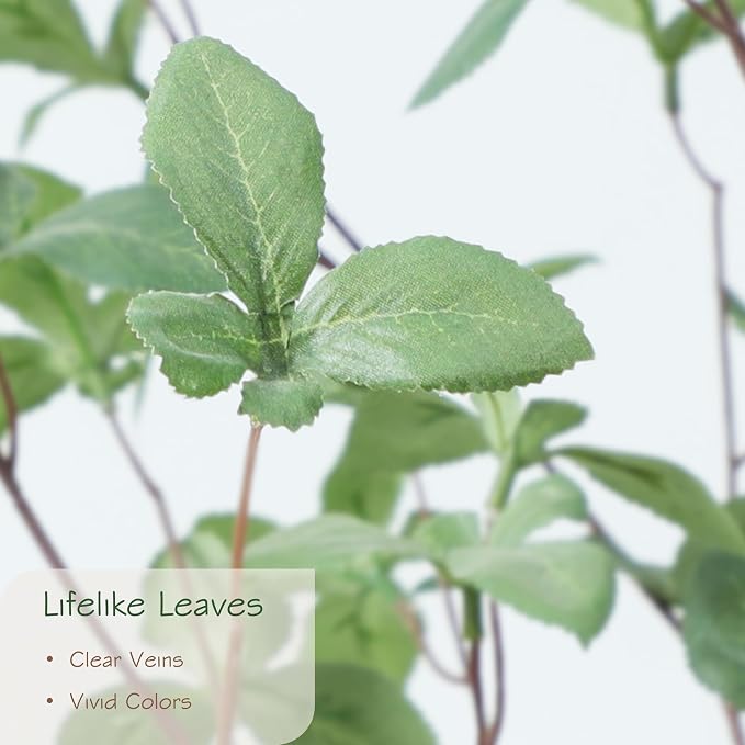 Bellacat 6ft Artificial Quince Leaf Tree with Realistic Trunks, 72in Faux Quince Leaf Tree with Lifelike Leaves for Garden, Home, Living Room Decor