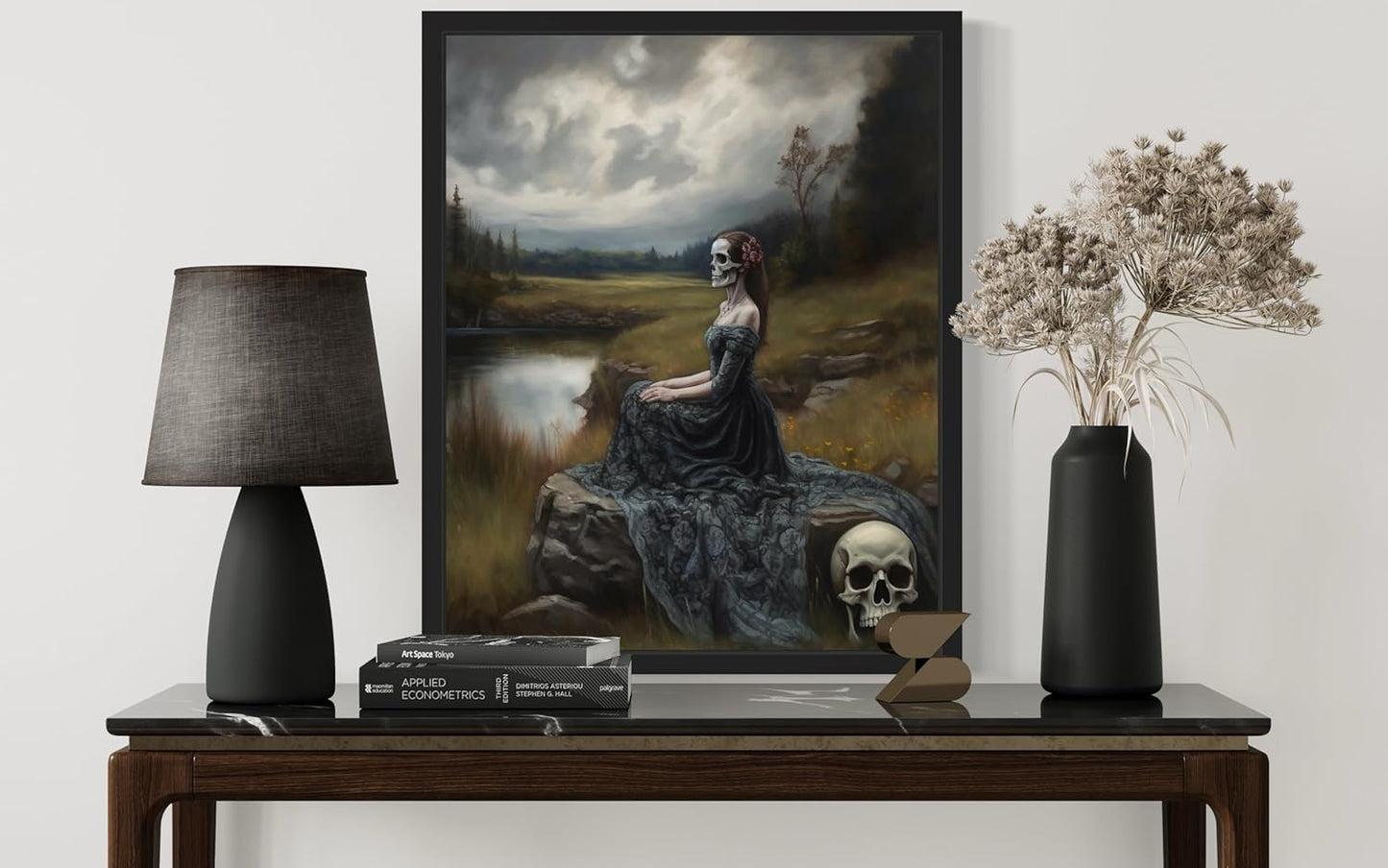Widow Ghost Poster Art Print, Halloween Scary Vintage Wall Art Academia Spooky Painting Decoration for Horror Prints, Gothic Posters Bedroom Decor 89 (Widow Ghost, 8 x 10 inches, Black Frame)