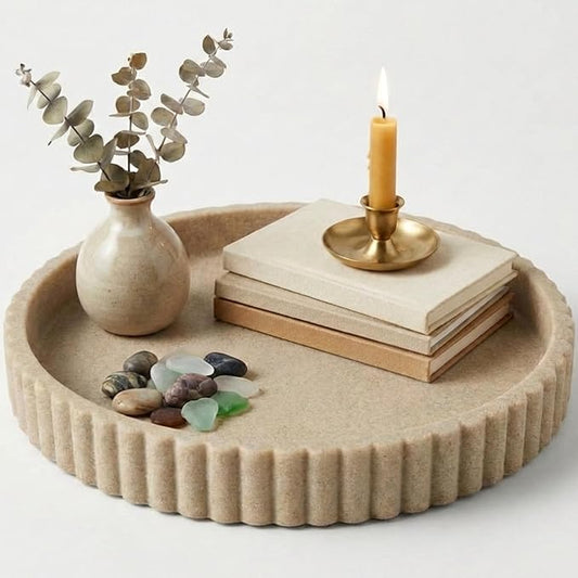 OAKOA Decorative Tray for Decor - Coffee Table Tray for Living Room - Round Tray for Home Decor - Coffee Table Decor Centerpiece - Modern Minimalist Centerpiece