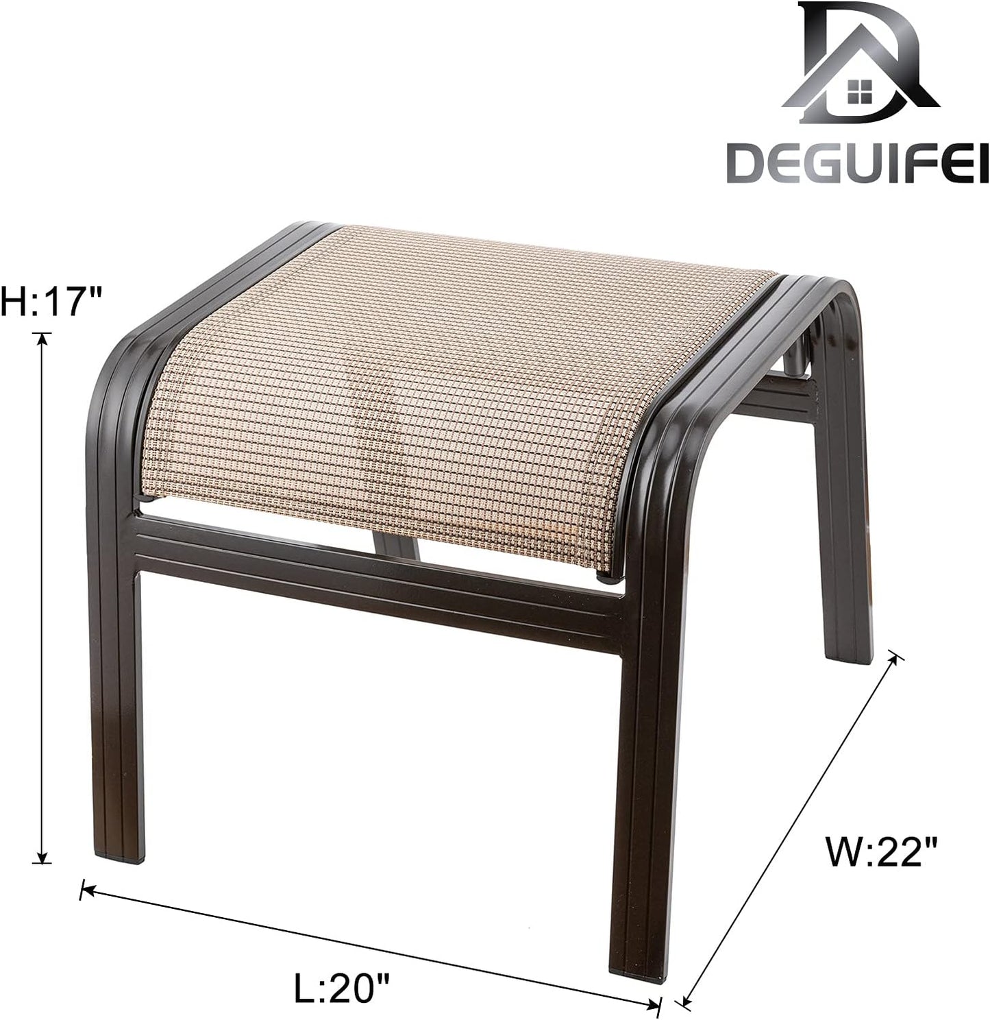 Outdoor Patio Footstools Aluminum Outdoor Ottomans Footrest Small Seating Wicker Furniture Patio Ottoman 2 Pieces Brown