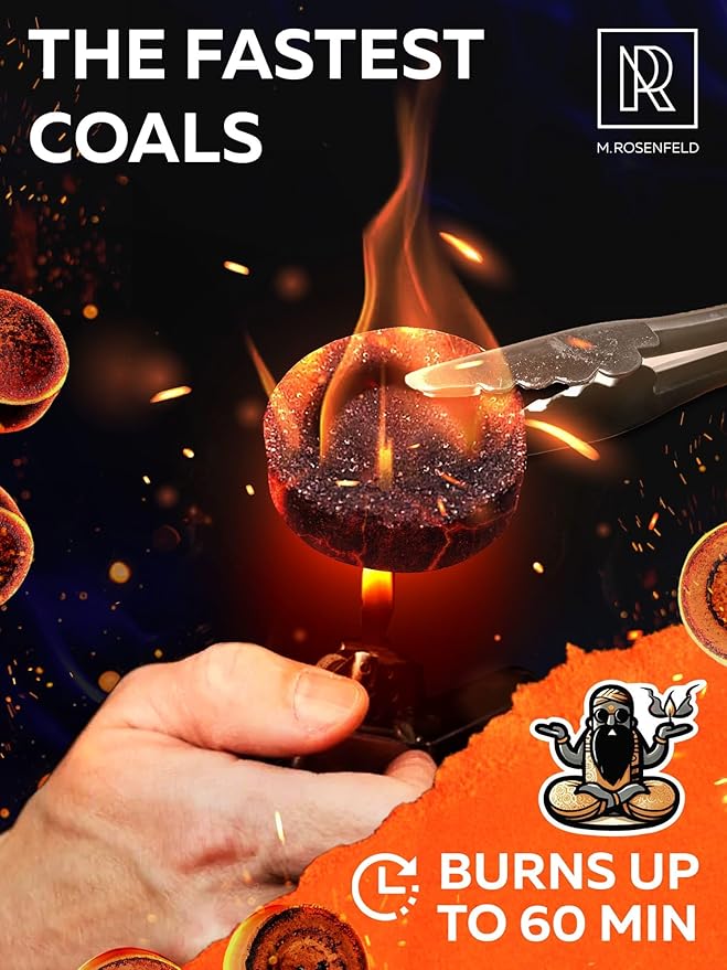Charcoal Discs to Burn Incense - 30 pcs Charcoal for Incense Burning - 33 mm Most Quick Light Coals Tablets by M. ROSENFELD - 33 mm Resin Burner Rolls – Pack of 30 Instant Fire Coal Tablets