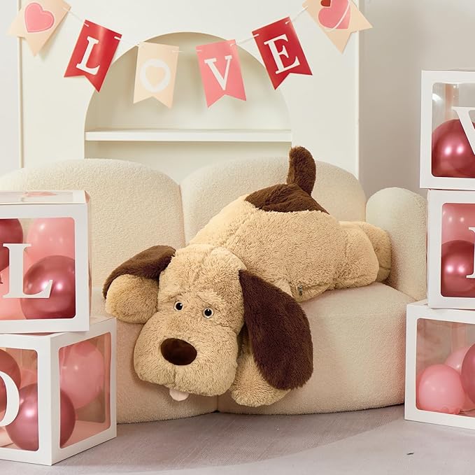 MorisMos 40 Inch Giant Dog Stuffed Animals, Fluffy Large Stuffed Dog Plush, Big Puppy Throw Pillow Gifts for Kids, Boys, Girls, Brown