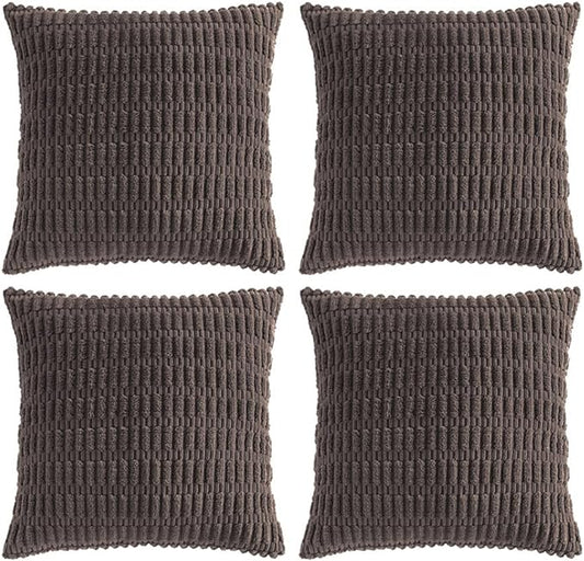 Fancy Homi 4 Packs Decorative Throw Pillow Covers for Living Room Couch Bed, Modern Farmhouse Boho Home Décor Accent Cushion Case, 22" x 22" (Pack of 4), Dark Brown
