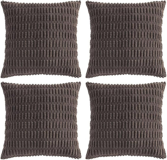 Fancy Homi 4 Packs Decorative Throw Pillow Covers for Living Room Couch Bed, Modern Farmhouse Boho Home Décor Accent Cushion Case, 20" x 20" (Pack of 4), Dark Brown