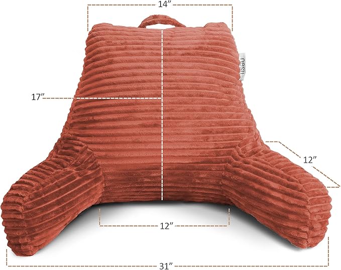 Hearth & Harbor Reading Pillow for Bed Adult – Back Pillow for Sitting in Bed, Standard Bed Pillows for Sitting Up in Bed, Foam Bed Chair Pillow, Misty Bed Rest Pillow